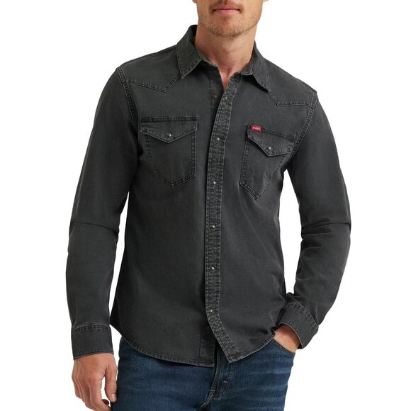 Wrangler Men's Long Sleeve Black Denim Shirt - Size Large - Picture 1 of 6